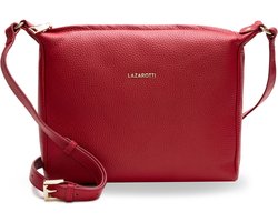 Lazarotti Leren Schoudertas Bologna Leather Nola-2 Red Rood