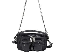 Nunoo Kleine Crossbodytas / Schoudertas Dames - Leer - Helena Texas - Krokodillenprint - Zwart Croco