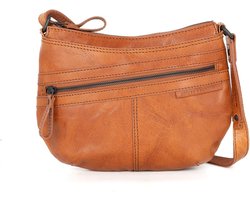 Spikes & Sparrow Kleine Crossbodytas / Schoudertas Dames - Leer - Bronco - Cognac