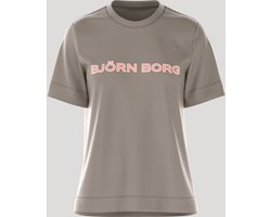 Björn Borg Essential 3 Dames T-Shirt - Grijs/Roze - Maat M - 100% Katoen