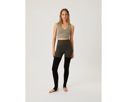 Björn Borg Sthlm Seamless Open Heel Tights – Naadloze Hoge Taille Leggings met Open Hiel in Groen en Zwart maat L/XL Vrouwen