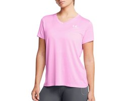 Under Armour Tech Short Sleeve V-neck- Twist Dames Sportshirt - Roze - Maat L