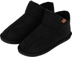 Apollo - Sloffen Heren - Suede - Zwart- Maat 45/46 - Pantoffels heren