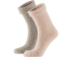 Apollo - Bedsokken dames - Roze/Bruin - One Size - Slaapsokken - Warme sokken dames - Winter sokken - Fluffy sokken