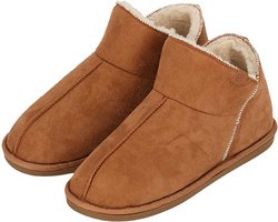 Apollo Pantoffels Dames - Boots Suede - Cognac - Maat 39/40 - Sloffen Hoog Model - Harde zool met grip