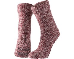 Apollo - Wollen sokken dames - Huisokken dames - Fashion Rood - Maat 39/42 - Huissok met anti slip - Fluffy sokken - Slofsokken - Warme sokken - Winter sokken