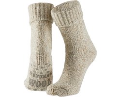 Apollo - Wollen sokken dames - Huisokken dames - Licht Bruin - Maat 39/42 - Huissok met anti slip - Fluffy sokken - Slofsokken - Warme sokken - Winter sokken