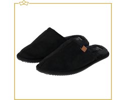 ATTREZZO® Sloffen voor heren en dames - Zwart - maat 45-46 - pantoffels - Altijd warme voeten!