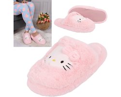 Hello Kitty Damessloffen, roze pantoffels, harige huisschoenen