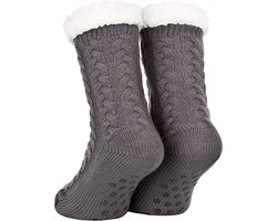 Huissokken Dames en Heren - Grijs - Anti Slip Sokken - One Size - Dikke - Winter - Fleece - Fluffy - Verwarmde - Slofsokken - Bedsokken - Gevoerde Sokken - Cadeau voor hem haar - Valentijn