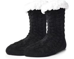 Huissokken - Unisex - Dames en Heren Warmte Sokken - Fluffy Sokken - One Size - Anti Slip - Slofsokken - Zwart - Rheme