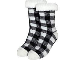 JAXY - Huissokken Dames - Verwarmde Sokken - Anti Slip Sokken - Huissokken - Bedsokken - Warme Sokken - Kerstcadeau Voor Vrouwen - Thermosokken - Dikke Sokken - Fluffy Sokken - Kerstsokken Dames en Heren - Patroon Wit