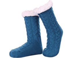 JAXY Huissokken - Huissokken Dames en Heren - Verwarmde sokken - Anti Slip Sokken - Fleece Sokken - Dikke Sokken - Fluffy Sokken - Slofsokken - Warme Sokken - Bedsokken - Gevoerde Sokken - Winter Sokken - Petrol