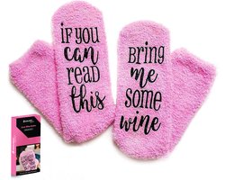 Malinsi® Fluffy Wijn Sokken - Huissokken - Dames - One size - Anti slip - Cadeau voor haar - Grappig - Housewarming - Verjaardag