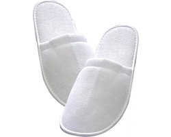 Nesto's® Hotel Slippers - Wegwerp Pantoffels - Gasten Sloffen - Sauna - Wellness - Spa - Badstof - Gesloten Neus - Maat 43-47 - Wit