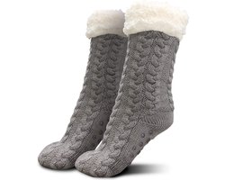 Orange Donkey, Cozy Slipper Socks Huissokken - Grijs - Anti Slip Sokken - One Size - Fleece Sokken Dames en Heren - Warme Sokken - Bedsokken - Slofsokken - Gevoerde Sokken - Fluffy Sokken - Dikke Sokken