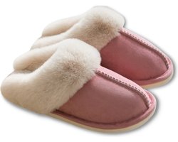 Pantoffels Dames en Heren Fluffy Open Sloffen met Pluche Voering Antislip Zool – Heavency ® - Roze - Maat 40/41