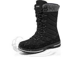 Winter Sneeuwlaars Dames - Waterdichte Sneeuwlaarzen - Winter Fleece Gevoerd Warme Winterlaarzen - Snowboots Antislip Outdoor - Zwart - Maat 39