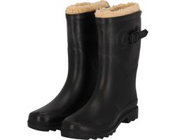 XQ - Regenlaarzen Dames - Fake Fur - Zwart - Regenlaarzen met voering