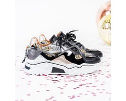 DWRS Label - Dames Sneakers Jupiter - Tweed Black Stone - Maat 38