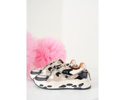 DWRS Label - Dames Sneakers Saturnus - Teddy Black Off-white - Maat 40