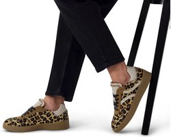 Manfield - Dames - Beige leopard sneakers - Maat 36