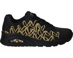 Skechers JGoldcrown Uno Golden Heart Sneakers - Dames - Zwart - Maat 42