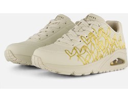 Skechers Uno - Golden Heart Dames Sneakers - Crème/Goud - Maat 38