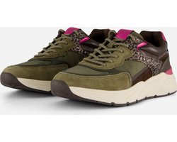 Tamaris Leopard Sneakers groen Textiel - Dames - Maat 42