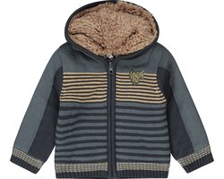 Dirkje - Boys Cardigan with hood Steel blue - jongens vest - maat 104