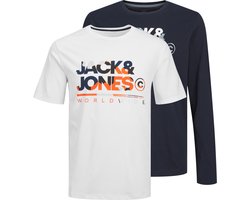 JACK & JONES JJLUKE TEE SS LS CREW NECK 2PK MP JNR Jongens T-shirt - Maat 152