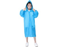 Kinder Regenjas - Blauw | EVA Capuchon Poncho | Lichtgewicht / Waterdicht | Fashion Favorite