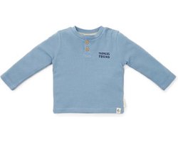 Little Dutch Little Farm Waffle Ice Blue - Jongens - T-shirt lange mouw - Maat 80