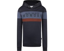 No Way Monday-Jongens Sweater Met Capuchon- Navy - Maat 134