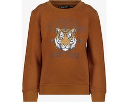 Unsigned jongens sweater bruin met tijger - Maat 110/116