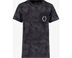 Unsigned jongens T-shirt met camouflage print zwar - Zwart - Maat 158/164