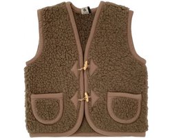 ALWERO BODYWARMER ALPEN JUNIOR BARK-116/122 Jongen/Meisje teddy bodywarmer / mouwloos vestje / kinderjas Wol- Bruin - 116/122