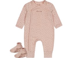 Dirkje - Boxpak met slofjes - Bio Katoen - Light Dusty Pink - bruin stipje - Maat 50