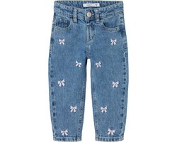 Name It mini meisjes spijkerbroek BELLA Medium Blue Denim BOWS Mom Fit