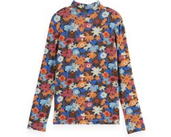 Scotch & Soda Allover Printed Mock Neck Long-Sleeved T-Shirt Meisjes T-shirt - Maat 152