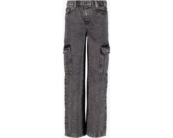 TwoDay meisjes wide leg cargo jeans donkergrijs - Maat 146