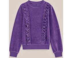 WE Fashion Meisjes velvet sweater met ruches