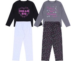 2x Zwart-grijze pyjama met sterren