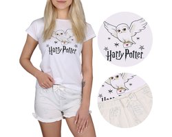 Harry Potter - Witte en beige zomerpyjama voor meisjes, korte mouwen, ruches