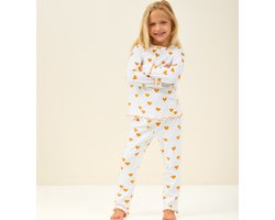 Little Label - pyjama meisjes - wit harten - bio katoen