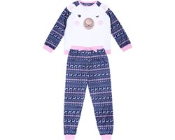 Marineblauwe en roze teddybeer-pyjama / 140cm