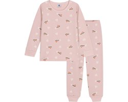 Petit Bateau Kinderpyjama van geruwde fleece met sterren- en hartjesprint Meisjes Pyjamaset - Maat 104