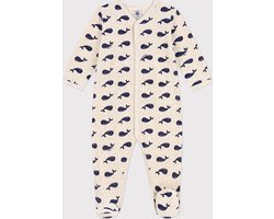 Petit Bateau Pyjama met marineblauwe walvisjes van velours Unisex Pyjamaset - Maat 74