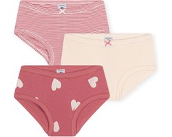 Petit Bateau Set van 3 katoenen slips met hoge taille en hartje voor kinderen Meisjes Onderbroek - Maat 104