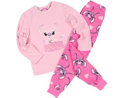 Stitch en Angel Disney Roze Meisjespyjama van Fleece, Warm, Lange Mouwen